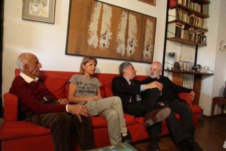 Anna e Luca insieme a Gillo Dorfles e Aldo Colonetti