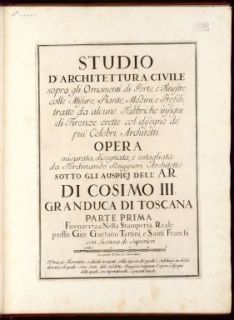 Ferdinando Ruggieri, Studi d&rsquo;Architettura civile, frontispiece, Florence 1722