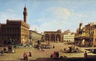Giuseppe Zocchi. Veduta di piazza del Granduca. Olio su tela, met&agrave; del XVIII secolo. Collezione privata
