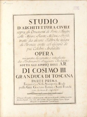 Ferdinando Ruggieri. Studio d&rsquo;Architettura civile. Frontespizio