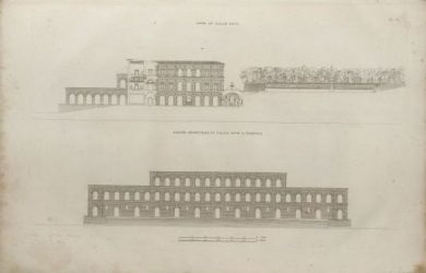 Pl.   3. Coupe du Palais Pitti. Fa&ccedil;ade g&eacute;ometrale du Palais Pitti &agrave; Florence