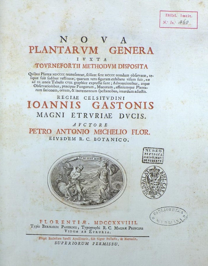 Frontespzio, Biblioteca di Scienze, Botanica, 44 D 10 Frontespzio, Biblioteca di Scienze, Botanica, 44 D 10