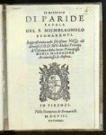 Il giudizio di Paride, frontespizio Il giudizio di Paride, frontespizio
