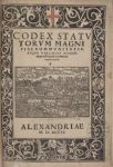 Codex statutorum Alexandriae, frontespizio Codex statutorum Alexandriae, frontespizio
